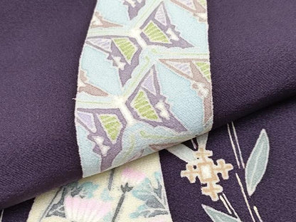 平和屋本店■極上　本加賀友禅作家　中正享子　訪問着　五輪　証紙付き　深紫色地　逸品　CYAA1305s5