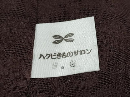 平和屋本店■極上　印傳　道中着　スリーシーズン 春夏秋 塵除け ロング丈 唐草紋紗 花丸文 赤墨色地 水国織物謹製 反端付 逸品 CYAA1353s5