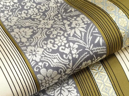 平和屋本店■極上　博多織人　黒木織物　本場筑前博多帯　両面　全通柄袋帯　はかた間道　博多金ラベル　証紙・反端付き　逸品　CYAA1396s5