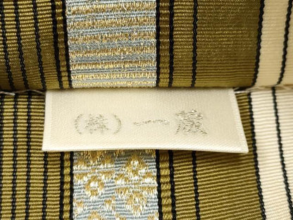 平和屋本店■極上　博多織人　黒木織物　本場筑前博多帯　両面　全通柄袋帯　はかた間道　博多金ラベル　証紙・反端付き　逸品　CYAA1396s5