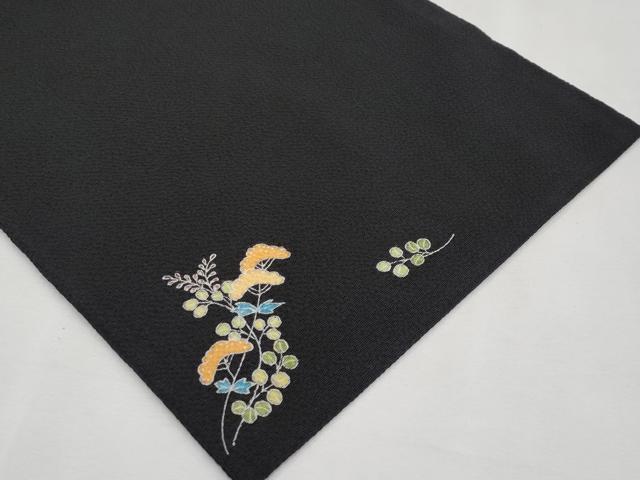 平和屋本店●極上 九寸名古屋帯 枝松藤文 黒地 金彩 鬼しぼ縮緬 逸品 未使用 CYAA1405s5