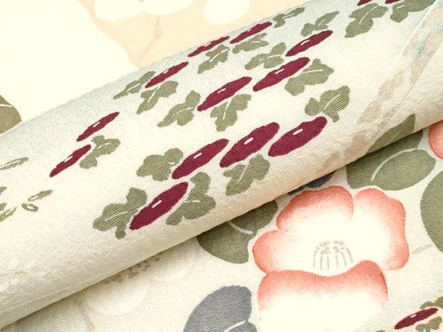 平和屋本店■極上　摺型友禅　京都　多ち花　九寸開き名古屋帯　貝桶花文　グレー地　逸品　CYAA1411s5