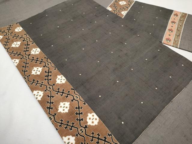 平和屋本店■極上　銀座もとじ　九寸名古屋帯　紬地　吉祥花文　金彩　灰色地　逸品　CYAA1461s5