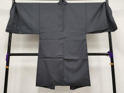 平和屋本店＃極上 男性 長羽織 黒紬 キングサイズ 市松綾織 逸品 CYAA1480s5