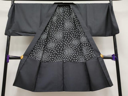 平和屋本店＃極上 男性 長羽織 黒紬 キングサイズ 市松綾織 逸品 CYAA1480s5