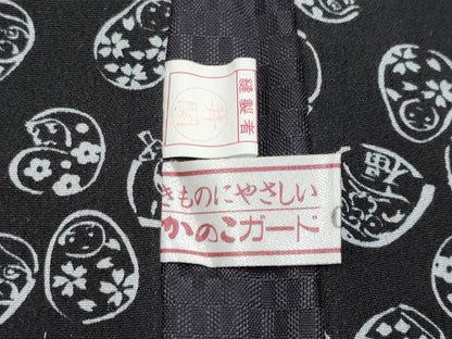 平和屋本店＃極上 男性 長羽織 黒紬 キングサイズ 市松綾織 逸品 CYAA1480s5
