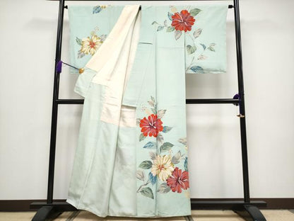 平和屋本店■極上　野口真造　大彦二代目　江戸染繍友禅　訪問着　刺繍　ハイビスカス　金糸　高島屋扱い　夏虫色 逸品 CYAA1484s5