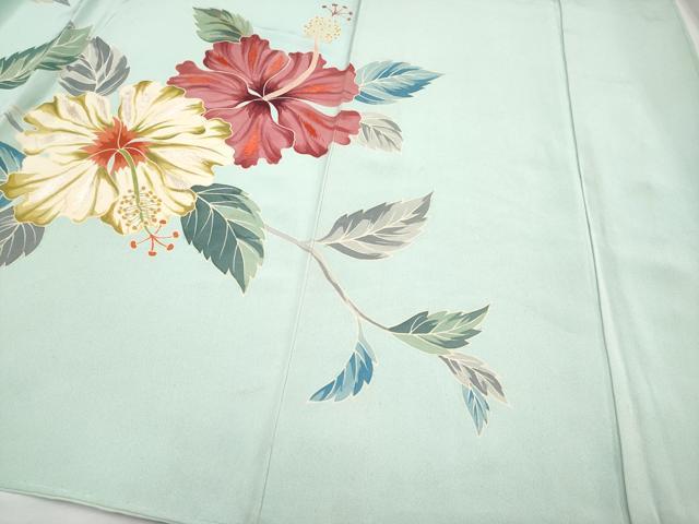 平和屋本店■極上　野口真造　大彦二代目　江戸染繍友禅　訪問着　刺繍　ハイビスカス　金糸　高島屋扱い　夏虫色 逸品 CYAA1484s5