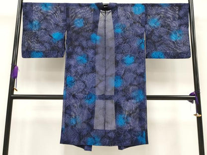 平和屋本店▽極上 長羽織 スリーシーズン 塵除 ハーブ草木染 薔薇紋紗 暈し染 銀通し地 ほていや扱 証紙・反端付 逸品 CYAA1494s5
