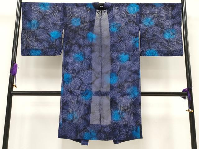 平和屋本店▽極上 長羽織 スリーシーズン 塵除 ハーブ草木染 薔薇紋紗 暈し染 銀通し地 ほていや扱 証紙・反端付 逸品 CYAA1494s5