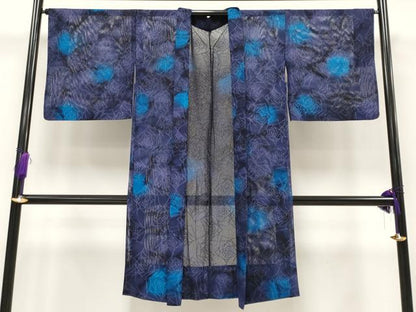 平和屋本店▽極上 長羽織 スリーシーズン 塵除 ハーブ草木染 薔薇紋紗 暈し染 銀通し地 ほていや扱 証紙・反端付 逸品 CYAA1494s5