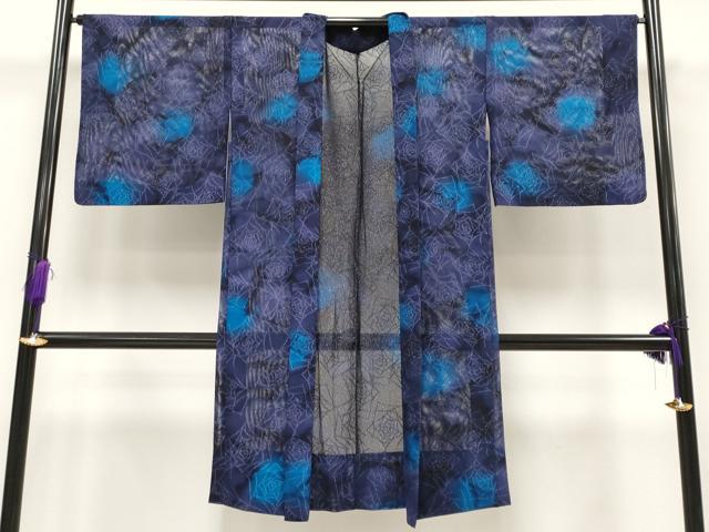 平和屋本店▽極上 長羽織 スリーシーズン 塵除 ハーブ草木染 薔薇紋紗 暈し染 銀通し地 ほていや扱 証紙・反端付 逸品 CYAA1494s5