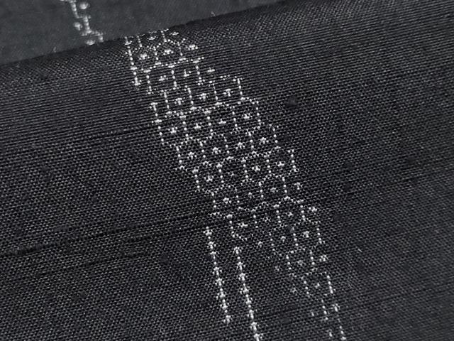 平和屋本店●極上 結城紬 100亀甲 群鶴文 黒地 証紙付き 逸品 未使用 CYAA1497s5