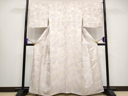 平和屋本店●極上 小紋 薔薇 さが美扱い 薄桜色地 逸品 CYAA1518s5