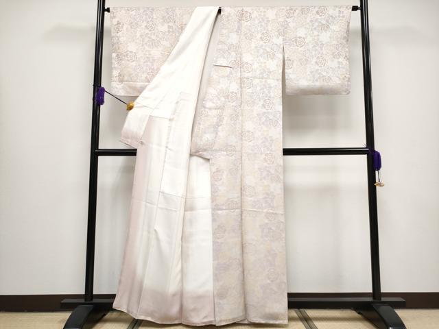 平和屋本店●極上 小紋 薔薇 さが美扱い 薄桜色地 逸品 CYAA1518s5
