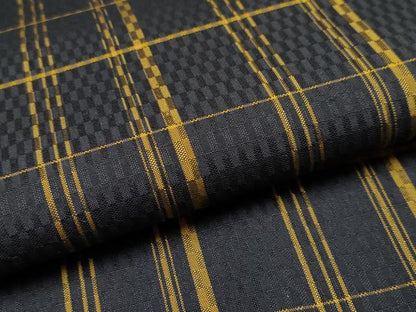 平和屋本店●極上 本場黄八丈 黒八丈 紬 市松綾織 大丸扱い 逸品 CYAA1519s5