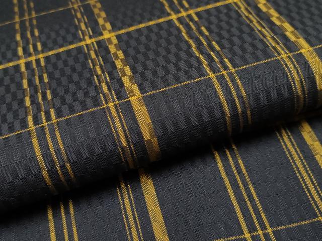 平和屋本店●極上 本場黄八丈 黒八丈 紬 市松綾織 大丸扱い 逸品 CYAA1519s5