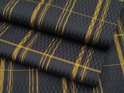 平和屋本店●極上 本場黄八丈 黒八丈 紬 市松綾織 大丸扱い 逸品 CYAA1519s5