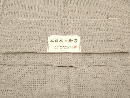 平和屋本店■希少　「美しいキモノ」お馴染みのメーカー　となみ織物　仙福屋宗介　お召　白橡色地　証紙付き　逸品　CYAA1532s5