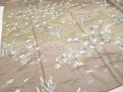 平和屋本店■極上　訪問着　本場染大島紬　総刺繍　御所解文　金糸　逸品　CYAA1551s5