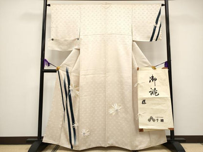 平和屋本店●極上 創業460年・千總 訪問着 舞花文 金彩 灰梅色地 反端・たとう紙付き 逸品 CYAA1556s5