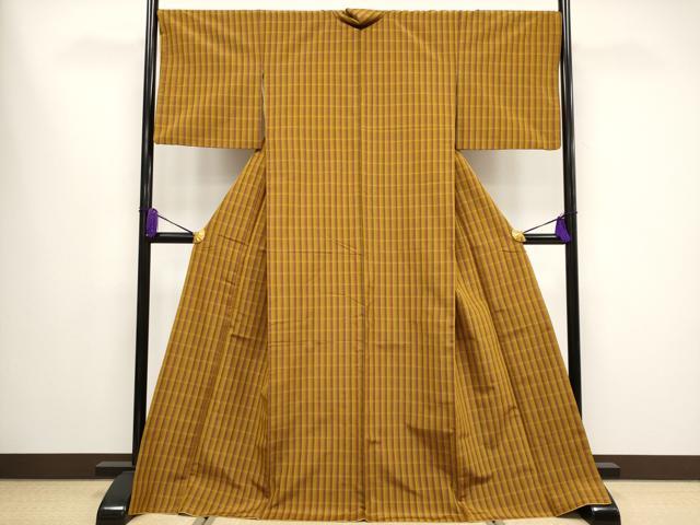 平和屋本店●極上 本場黄八丈 平織 紬 小田急百貨店扱い 逸品 CYAA1573s5
