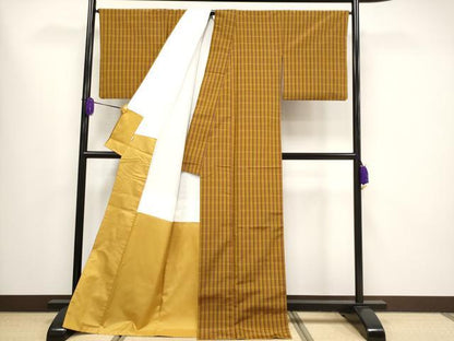 平和屋本店●極上 本場黄八丈 平織 紬 小田急百貨店扱い 逸品 CYAA1573s5