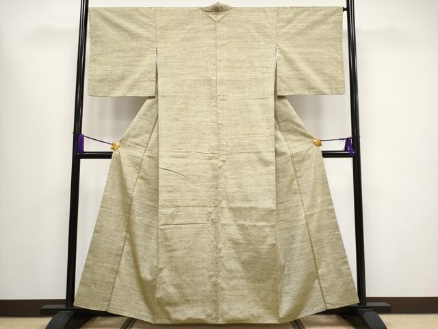 平和屋本店●極上 能州紬 絲藝苑 上島洋山 海草染 利休茶色 ますいわ屋扱い 逸品 CYAA1576s5