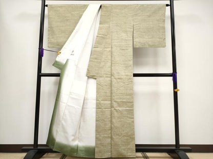 平和屋本店●極上 能州紬 絲藝苑 上島洋山 海草染 利休茶色 ますいわ屋扱い 逸品 CYAA1576s5