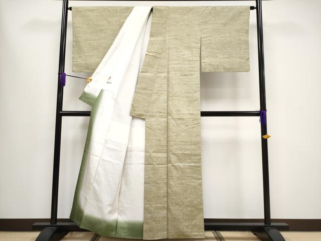 平和屋本店●極上 能州紬 絲藝苑 上島洋山 海草染 利休茶色 ますいわ屋扱い 逸品 CYAA1576s5
