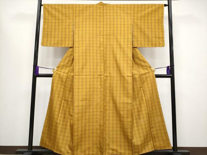 平和屋本店■極上　本場黄八丈　綾織　紬　逸品　未使用　CYAA1577s5