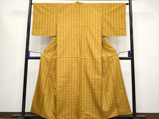 平和屋本店■極上　本場黄八丈　綾織　紬　逸品　未使用　CYAA1577s5