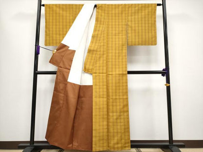 平和屋本店■極上　本場黄八丈　綾織　紬　逸品　未使用　CYAA1577s5