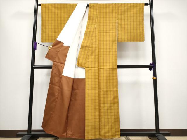 平和屋本店■極上　本場黄八丈　綾織　紬　逸品　未使用　CYAA1577s5