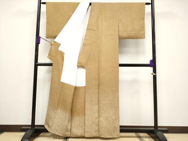 平和屋本店●極上 人間国宝 森口華弘 蒔糊友禅 蒔糊散らし 訪問着 黄唐茶色地 逸品 CYAA1596s5