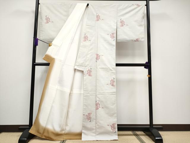 平和屋本店■極上　本場大島紬　白大島　白恵泥　9マルキ　童子遊び　恵大島織物謹製　証紙付き　逸品　CYAA1614s5