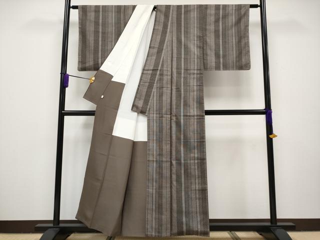 平和屋本店■極上　本場大島紬　泥染め　割り込み絣　間道　逸品　未使用　CYAA1634s5