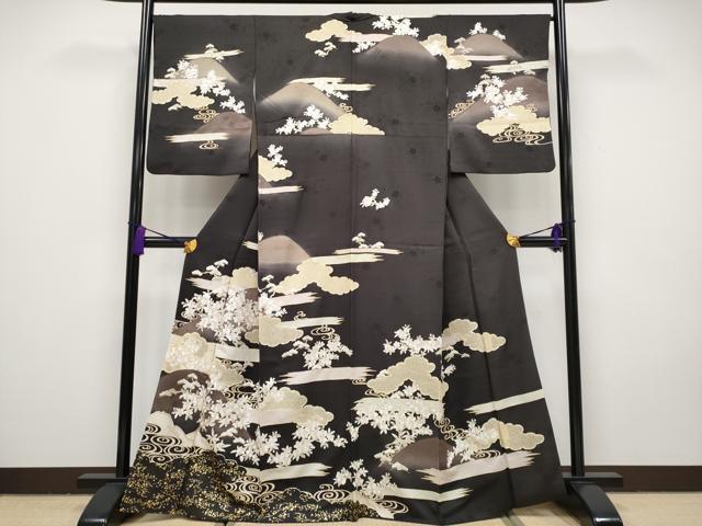 平和屋本店■極上　中国三大刺繍　スワトウ刺繍　訪問着　駒刺繍　雲取り光琳枝花文　金彩　檳榔子染色地　逸品　CYAA1637s5