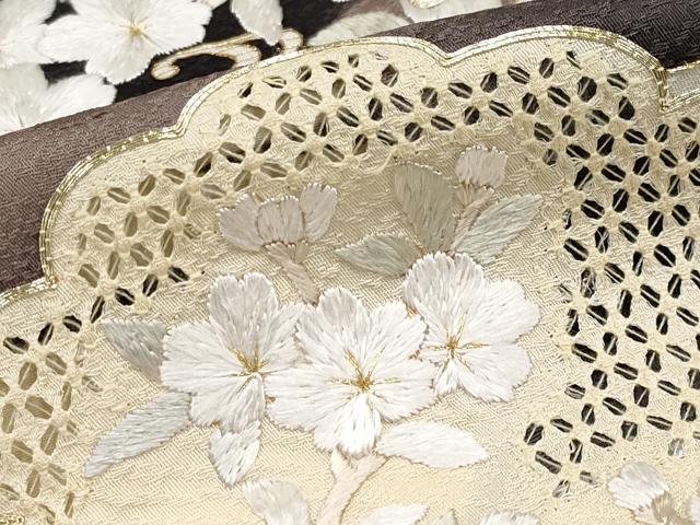 平和屋本店■極上　中国三大刺繍　スワトウ刺繍　訪問着　駒刺繍　雲取り光琳枝花文　金彩　檳榔子染色地　逸品　CYAA1637s5