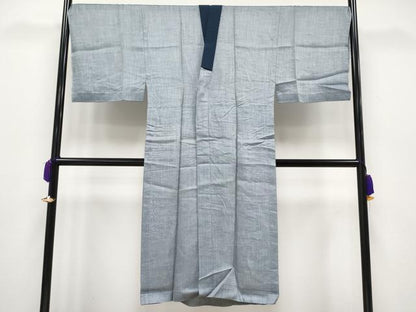 平和屋本店■極上　男性　紬・長襦袢・羽織セット　単衣　キングサイズ　着物：羊羹色　羽織：薄色　襦袢：薄縹色　逸品　CYAA1650s5