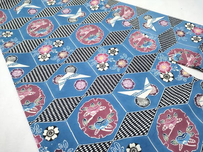 平和屋本店●希少 城間栄喜 琉球紅型 塩瀬 九寸名古屋帯 亀甲雪輪花文 逸品 CYAA1674s5