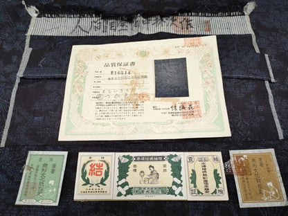 平和屋本店▽極上　人間国宝 田中林次 本場結城紬 重要無形文化財 １００亀甲 単衣 結織苑 保証書・証紙・反端付き 逸品 未使用 CYAA1740s5