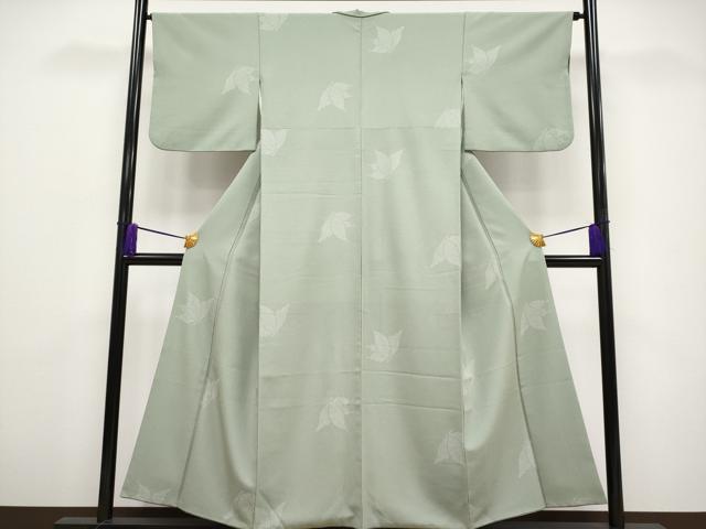 平和屋本店■極上　洗える最高級着物　＜英＞はなぶさ謹製　小紋　120亀甲　舞蝶文　深川鼠色地　CYAA1744s5