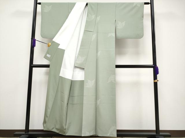 平和屋本店■極上　洗える最高級着物　＜英＞はなぶさ謹製　小紋　120亀甲　舞蝶文　深川鼠色地　CYAA1744s5