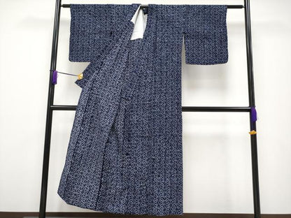 平和屋本店■極上　夏物　浴衣　有松鳴海絞り　麻の葉文様　綿　逸品　CYAA1751s5