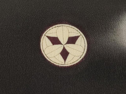 平和屋本店●極上 アンティーク 大正ロマン 振袖・長襦袢・丸帯セット 相良刺繍 駒刺繍 手描き 飛鶴風景文 黒地 金彩 逸品 CYAA1755s5