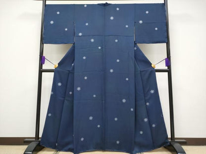 平和屋本店●極上 小紋 雪華文 暈し染め 銀彩 逸品 未使用 CYAA1761s5