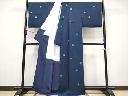 平和屋本店●極上 小紋 雪華文 暈し染め 銀彩 逸品 未使用 CYAA1761s5
