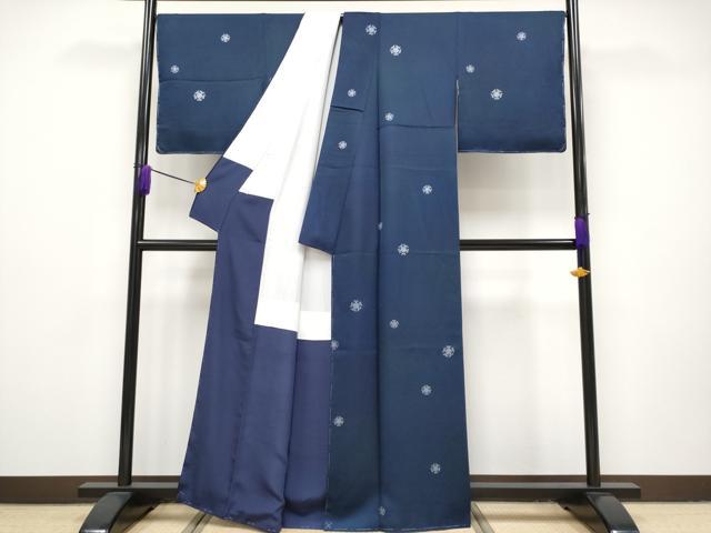 平和屋本店●極上 小紋 雪華文 暈し染め 銀彩 逸品 未使用 CYAA1761s5