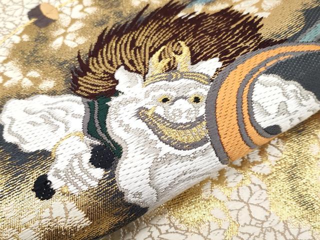 平和屋本店■極上　山口美術織物　皇室　伊勢神宮御用　西陣織　太鼓柄袋帯　唐織　雷神文　金糸　反端付き　逸品　未使用　CYAA1772s5